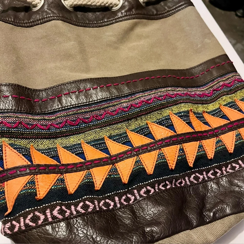 Toms Brown and Orange BOHO Patterned Bucket Bag